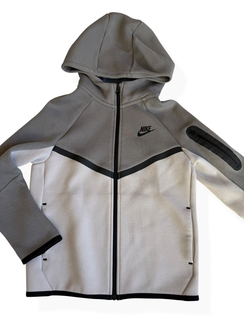 Nike Youth Boys Gray Tech Fleece Full Zip Hooded Jacket Medium